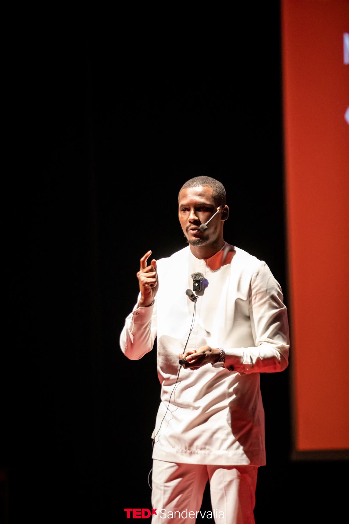 Elhadj Bah sur la scène de TEDxSandervalia